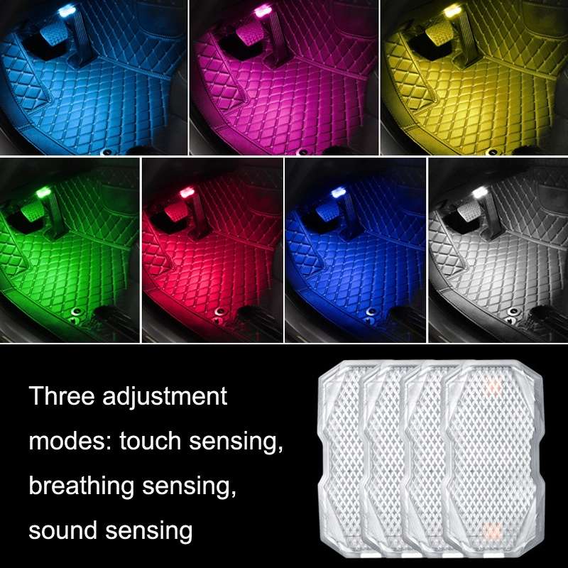 Car Colorful Voice-activated Reading Touch Atmosphere Light, Style: Touch Type (Blue)