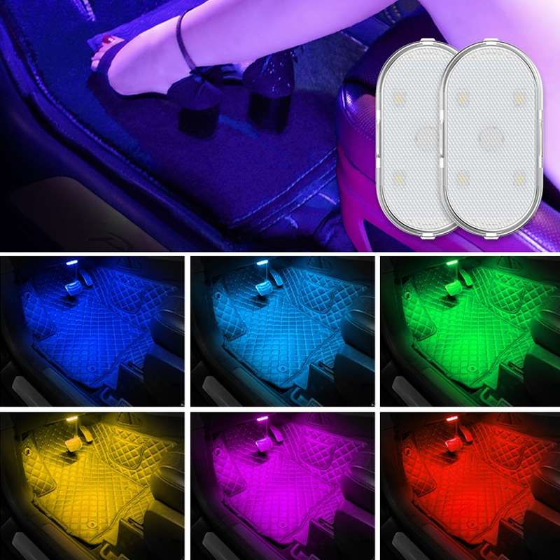 Car Lighting Reading Light LED Touch Sensing Ambient Light, Style:, Color: Pink Purple
