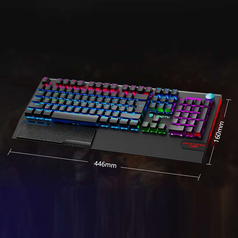 LANGTU K1000 104 Keys Luminous Wired Keyboard, Cable Length: 1.5m(Black Black Shaft Mixed Light)