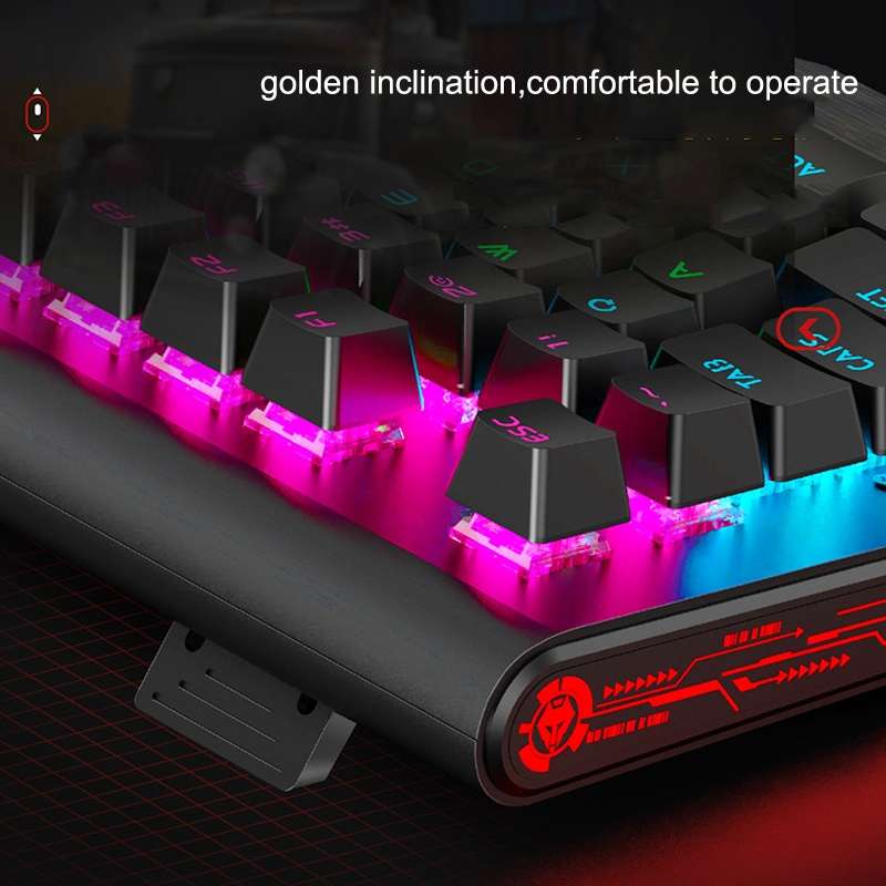 LANGTU K1000 104 Keys Luminous Wired Keyboard, Cable Length: 1.5m(Black Black Shaft Mixed Light)