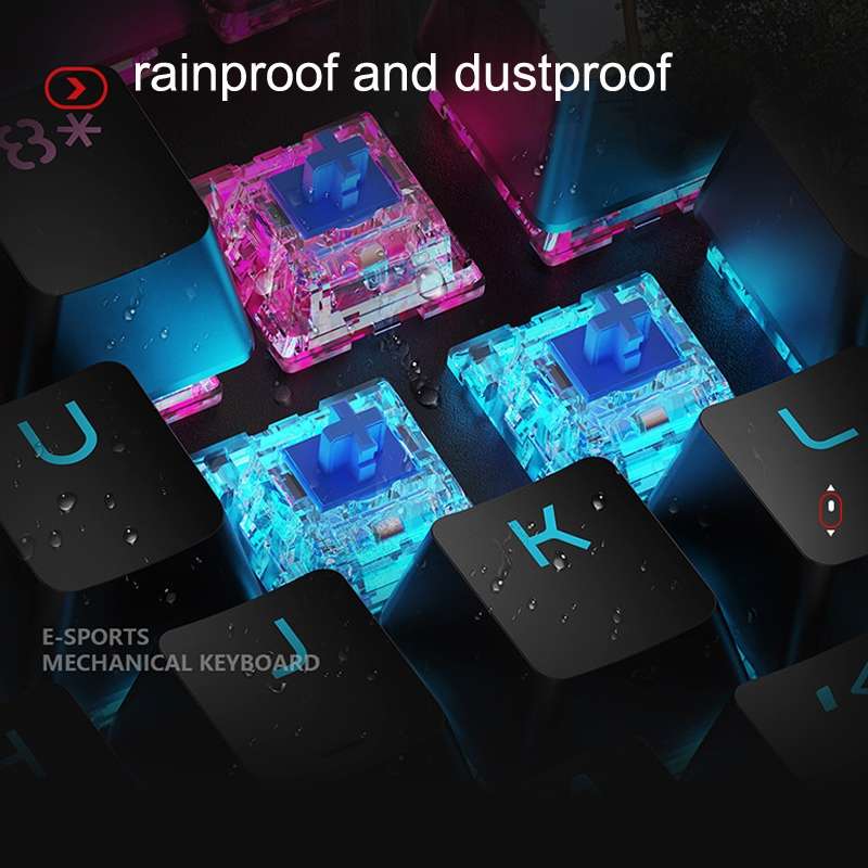 LANGTU K1000 104 Keys Luminous Wired Keyboard, Cable Length: 1.5m(Black Black Shaft Mixed Light)