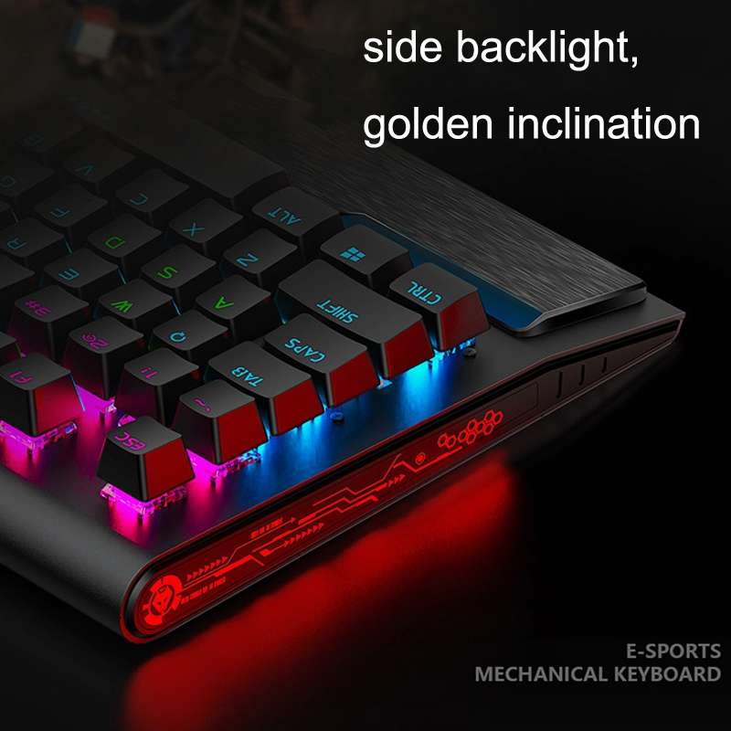 LANGTU K1000 104 Keys Luminous Wired Keyboard, Cable Length: 1.5m(Black Black Shaft Mixed Light)