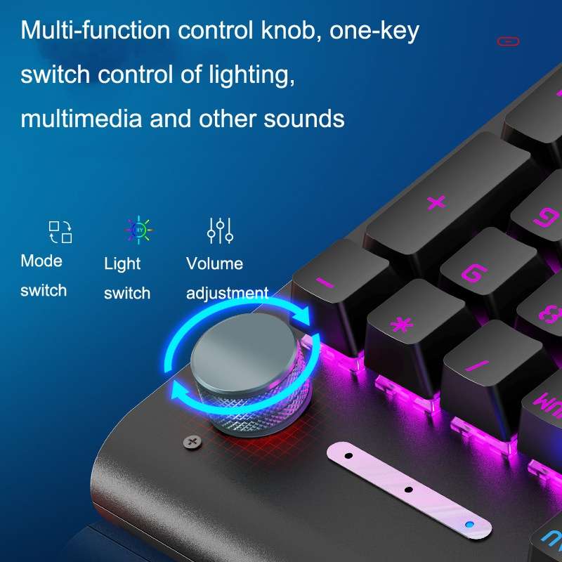 LANGTU K1000 104 Keys Luminous Wired Keyboard, Cable Length: 1.5m(Black Black Shaft Mixed Light)