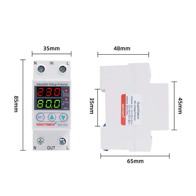 SINOTIMER SVP-916 Adjustable Self-resetting Over-voltage Under-voltage Protector, Current: 80A