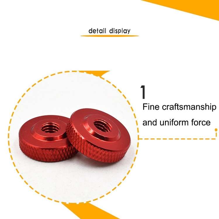 Knurled Aluminum Alloy Single Layer Hand Tight Nut Thin Small Step Nut, Specification: M8-D20x6Red