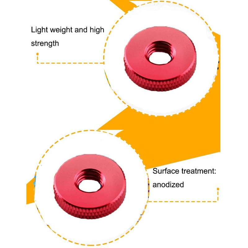 Knurled Aluminum Alloy Single Layer Hand Tight Nut Thin Small Step Nut, Specification: M8-D20x6Red