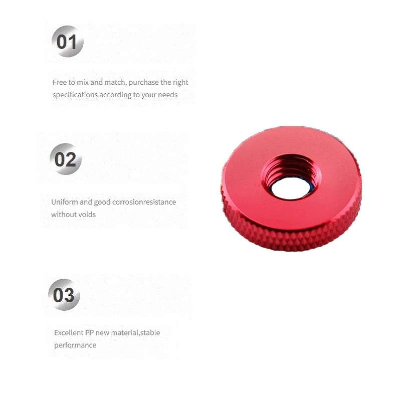 Knurled Aluminum Alloy Single Layer Hand Tight Nut Thin Small Step Nut, Specification: M10-D20x8Red