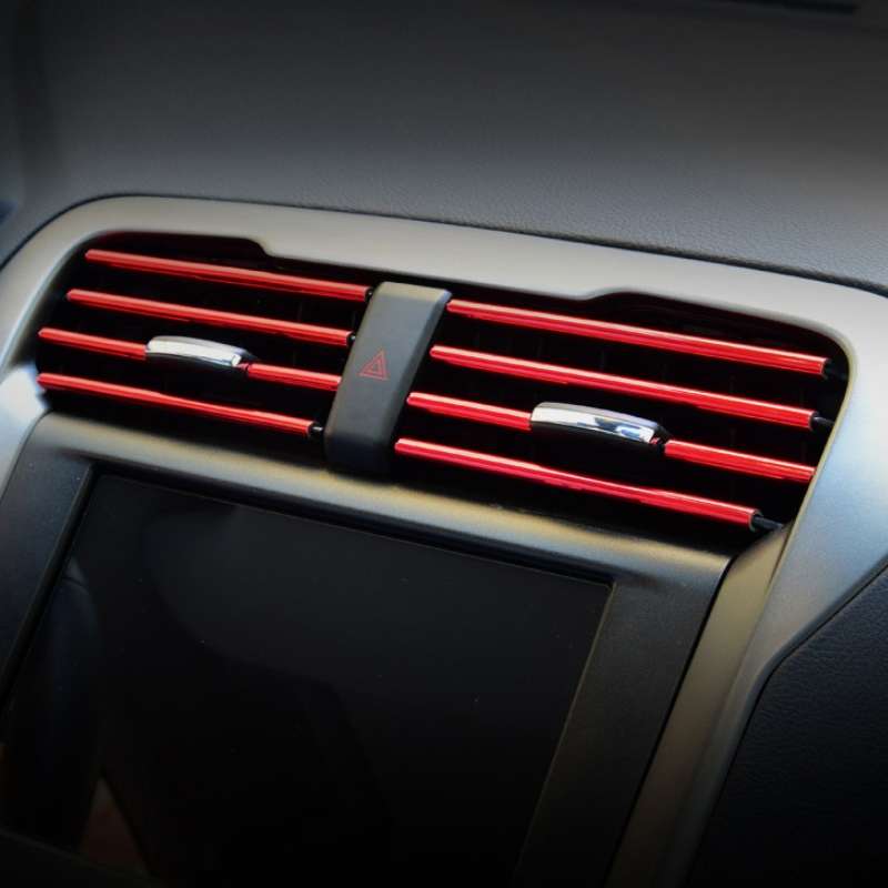 10pcs/pack Car Air Conditioner Vent U-Shaped Electroplating Decorative Strip(Plating Red)