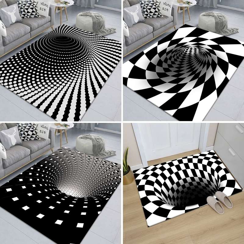 3D Geometric Stereo Trap Vision Living Room Bedroom Carpet, Size: 40x60cm(Rectangular Visual C)