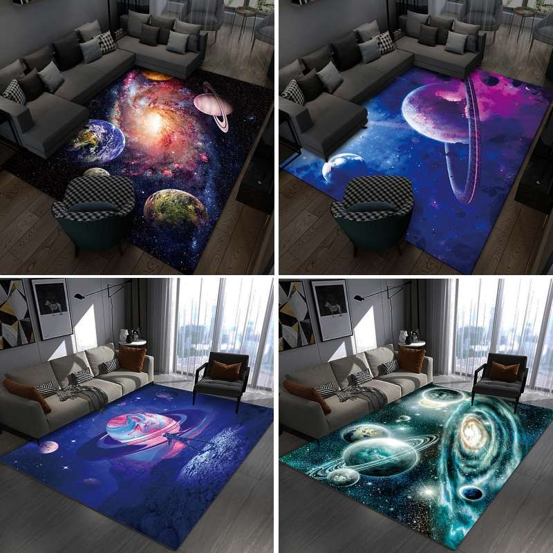 3D Visual Cartoon Cosmic Planet Living Room Carpet, Size: 60x90cm(Cosmic Planet 1)