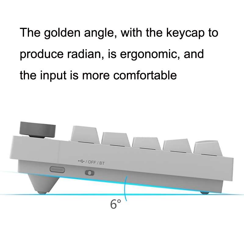 Ajazz K620T 62 Keys Bluetooth Wireless Dual Mode Mechanical Keyboard, Style: Blue Shaft (White)