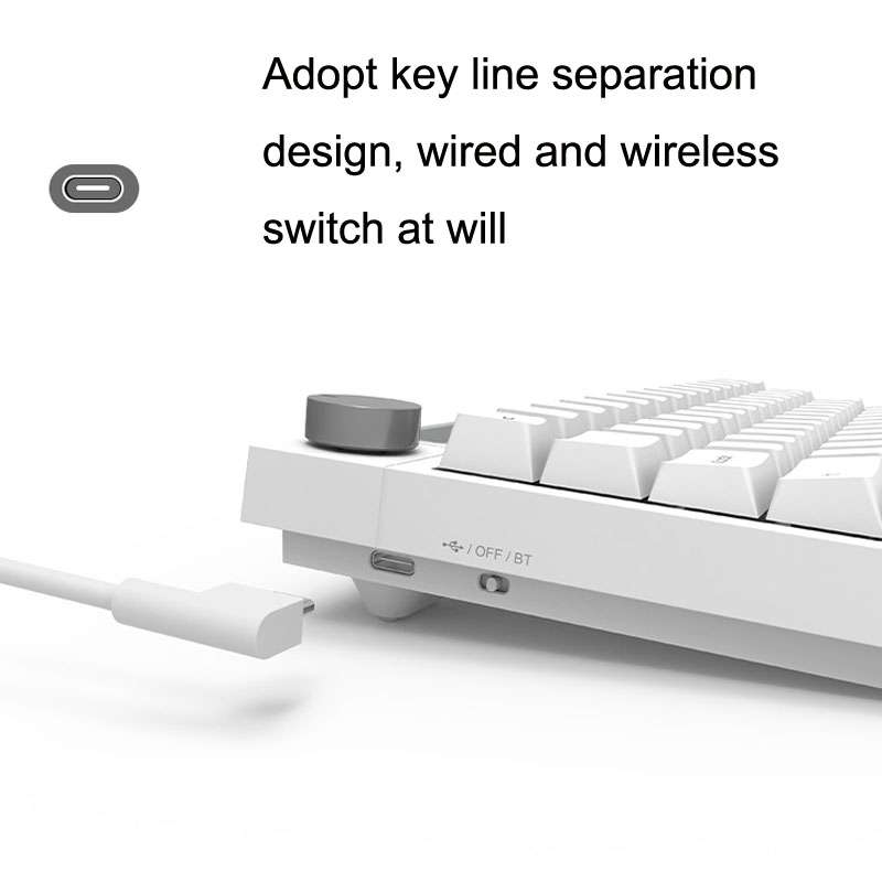 Ajazz K620T 62 Keys Bluetooth Wireless Dual Mode Mechanical Keyboard, Style: Pink Shaft (White)