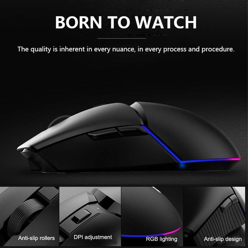 Ajazz I309Pro 1600 DPI 8 Keys Dual Mode Gaming Wireless Bluetooth Mouse(Black)