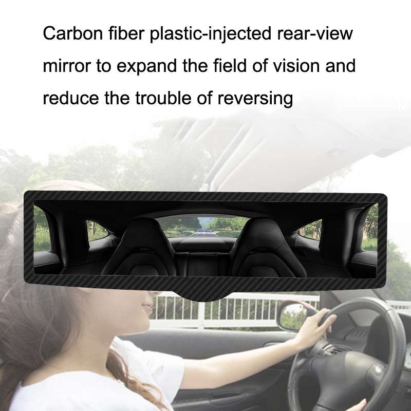 CZC-255 Carbon Fiber Indoor Rearview Mirror Modified Suction Cup Endoscope Auxiliary Mirror(White Mi