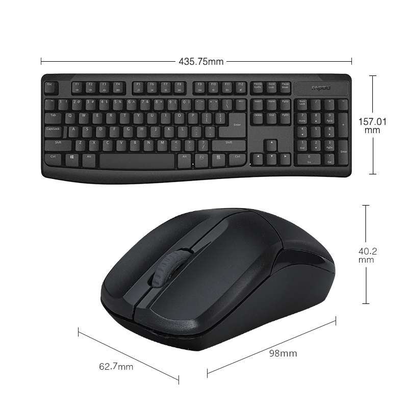 Rapoo X1800PRO 104 Keys Waterproof Multimedia Wireless Keyboard Mouse Set(Black)