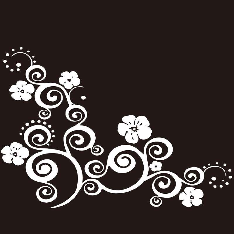 D-908 Summer Flower Totem PVC Car Hood Sticker(Black)