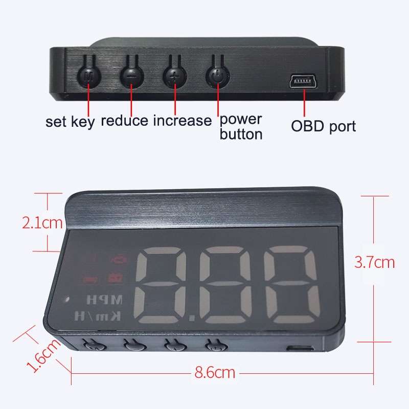 Wireless Car OBD Speed Water Temperature Raising Instrument Panel HD Projector