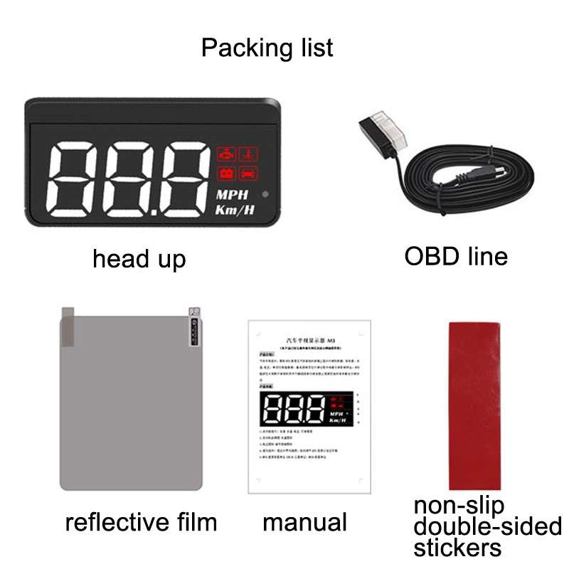 Wireless Car OBD Speed Water Temperature Raising Instrument Panel HD Projector