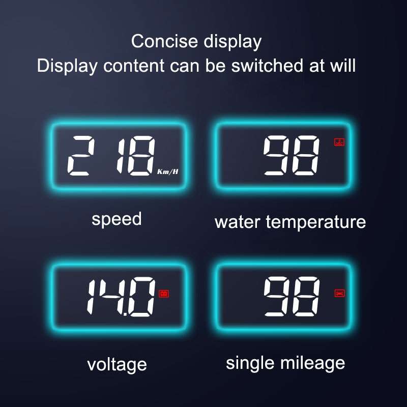 Wireless Car OBD Speed Water Temperature Raising Instrument Panel HD Projector