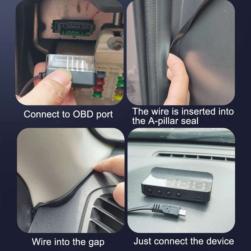 Wireless Car OBD Speed Water Temperature Raising Instrument Panel HD Projector