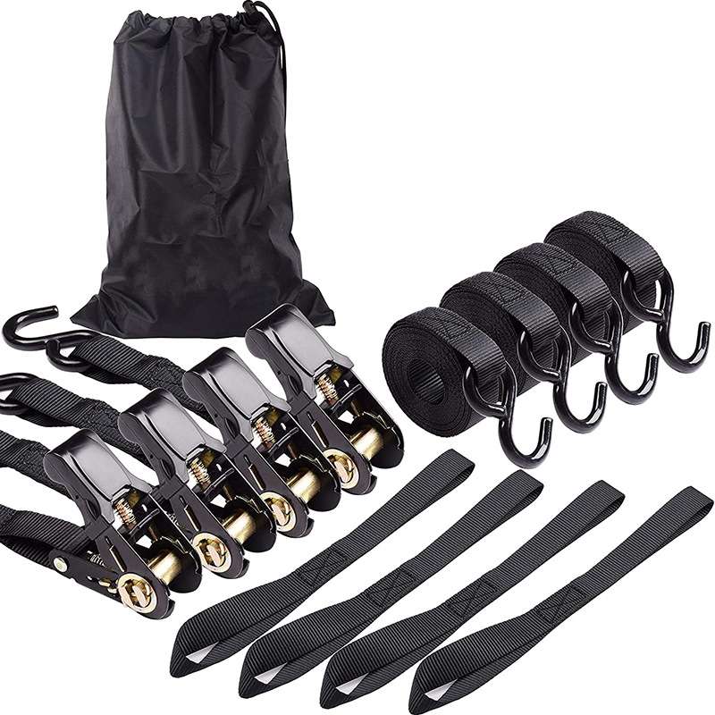Motorcycle Car Fixed Cargo Ratchet Straps Trailer Tensioner(4 Straps+1 Storage Bag)