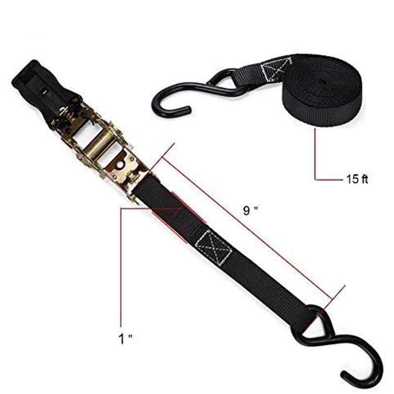 Motorcycle Car Fixed Cargo Ratchet Straps Trailer Tensioner(4 Straps+1 Storage Bag)
