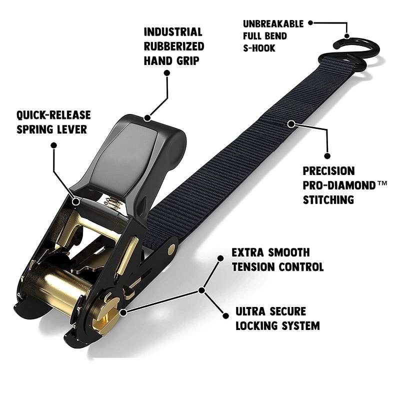 Motorcycle Car Fixed Cargo Ratchet Straps Trailer Tensioner(4 Straps+1 Storage Bag)