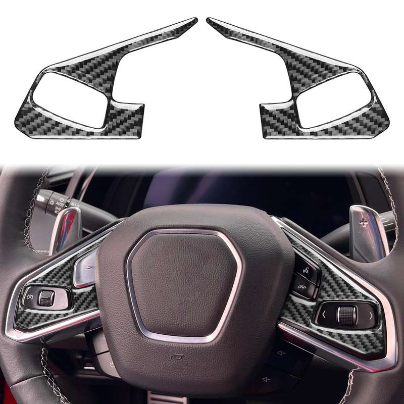 For Chevrolet Corvette C8 2pcs /Set Steering Wheel Button Frame Sticker(Black)