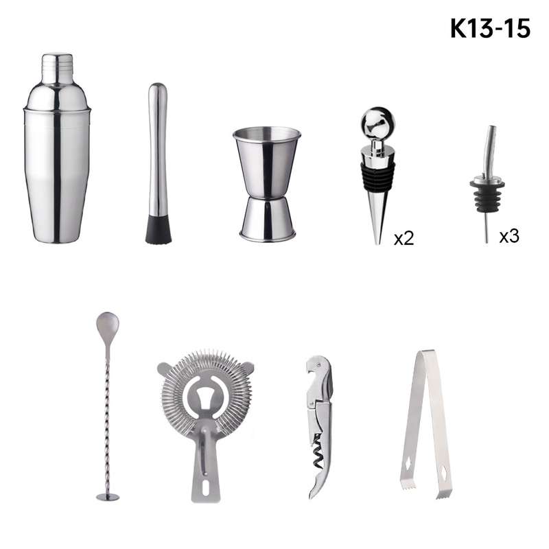 Bamboo and Wood Rack Bartending Tool Set, Spec: K13-15