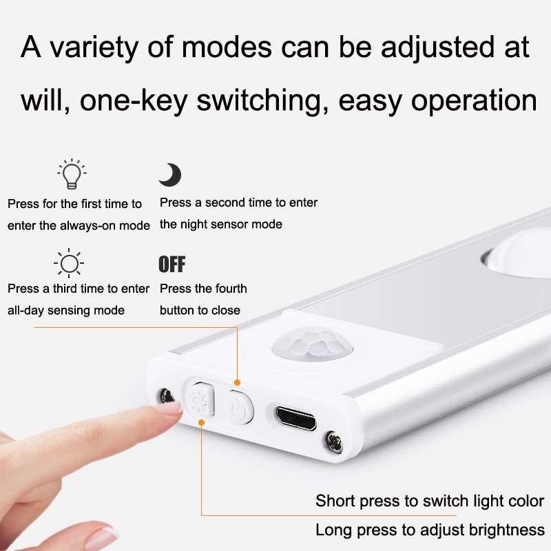 Ultra-thin Smart LED Human Body Sensor Light Bar, Length: 40cm(Piano Black)