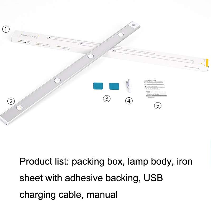Ultra-thin Smart LED Human Body Sensor Light Bar, Length: 40cm(Piano Black)
