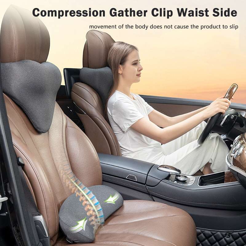Memory Foam Car Lumbar Cushion Driving Seat Cushion(Gray)