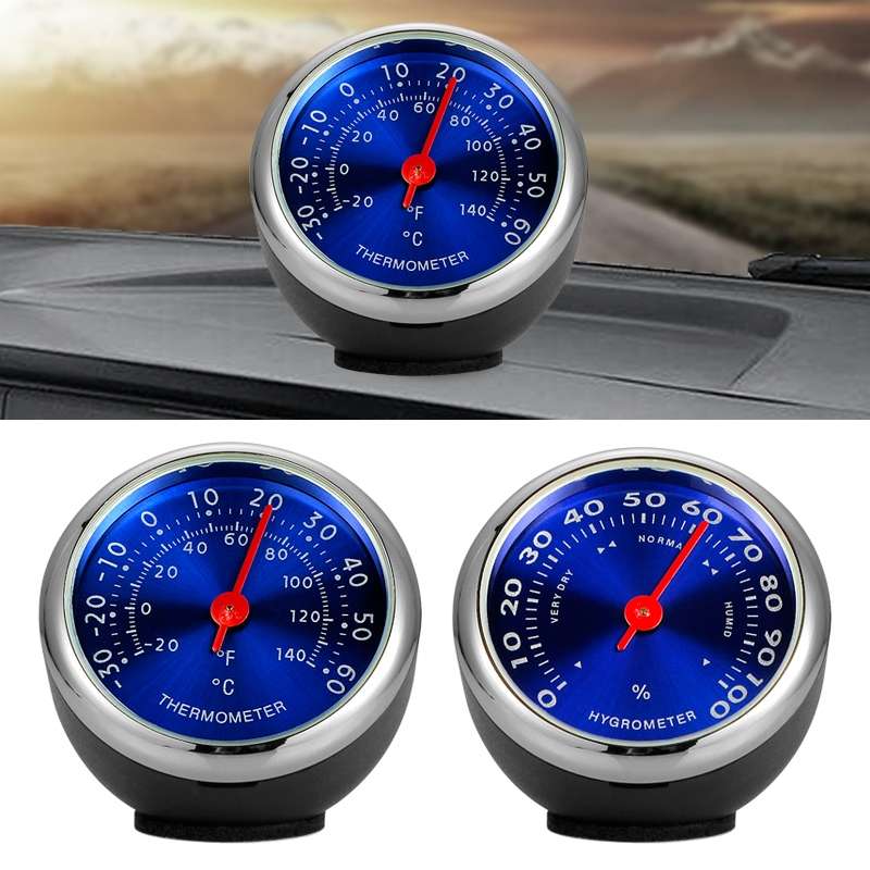 Mini Car Dashboard Thermometer Hygrometer Mechanical Decoration(Blue Humidity)