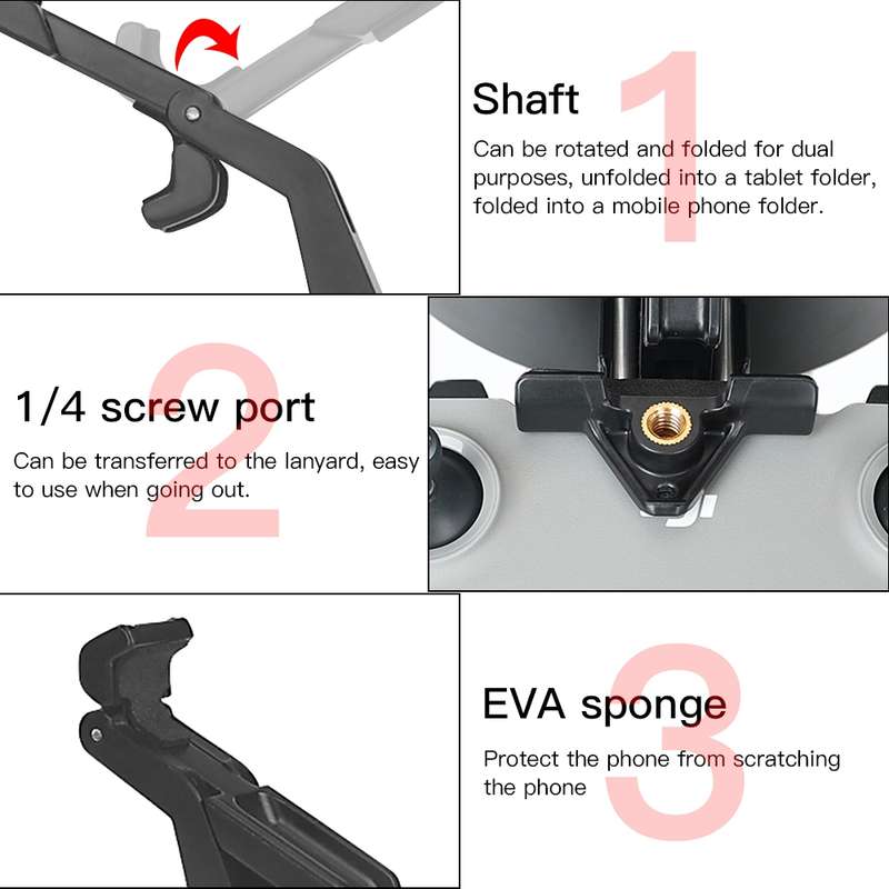 RCSTQ Remote Control Phone Tablet Bracket for DJI Mavic 3/Mini 2/Mini 3 Pro,Style: Only Clip