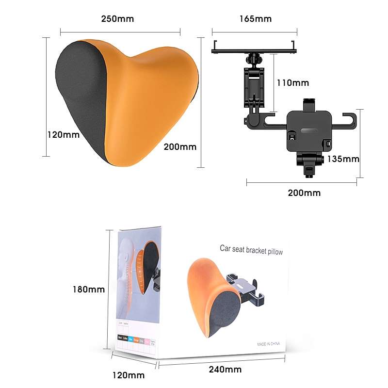 A09 Car Seat Headrest Memory Foam Comfortable Neck Pillow, Style: With Stand (Orange)