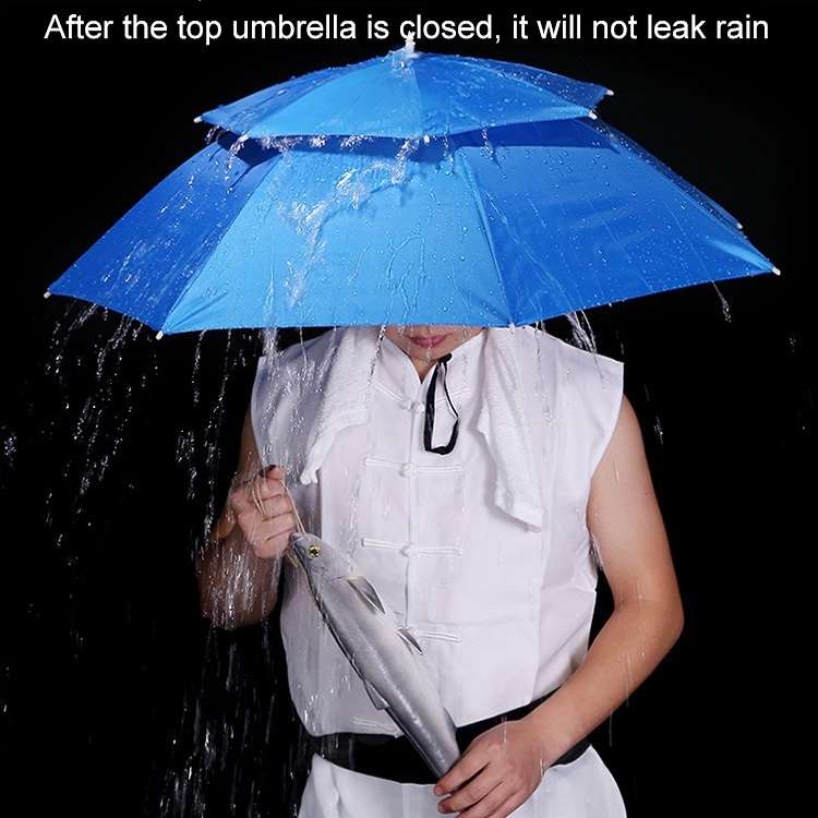 Double-layer Fishing Umbrella Hat Outdoor Sunscreen And Rainproof Folding Umbrella Hat, Color: 95 Bl