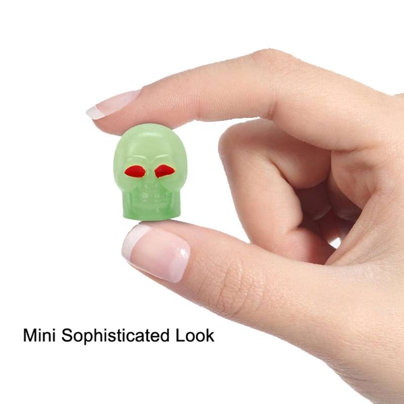 1 Sets Car Tire Luminous Valve Cap Motorcycle Skull Valve Core Cap(Green)