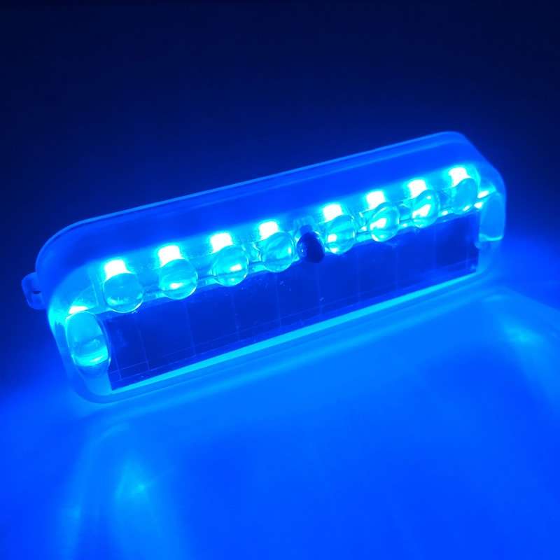 LED Solar Decorative Night Vibration Lighting Warning strobe Lamp(Blue)