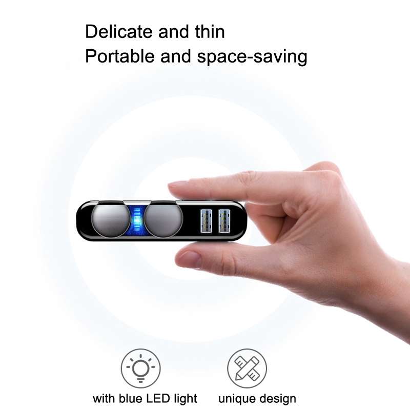 SHUNWEI Car Cigarette Lighter Charger 12/24V USB Converts Socket, Style: 2 Holes 2 USB