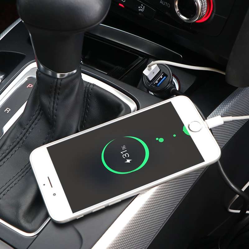 2PCS QC3.0 Four Ports Fast 5V 8A Car Charger Back Seat Charger(Black)