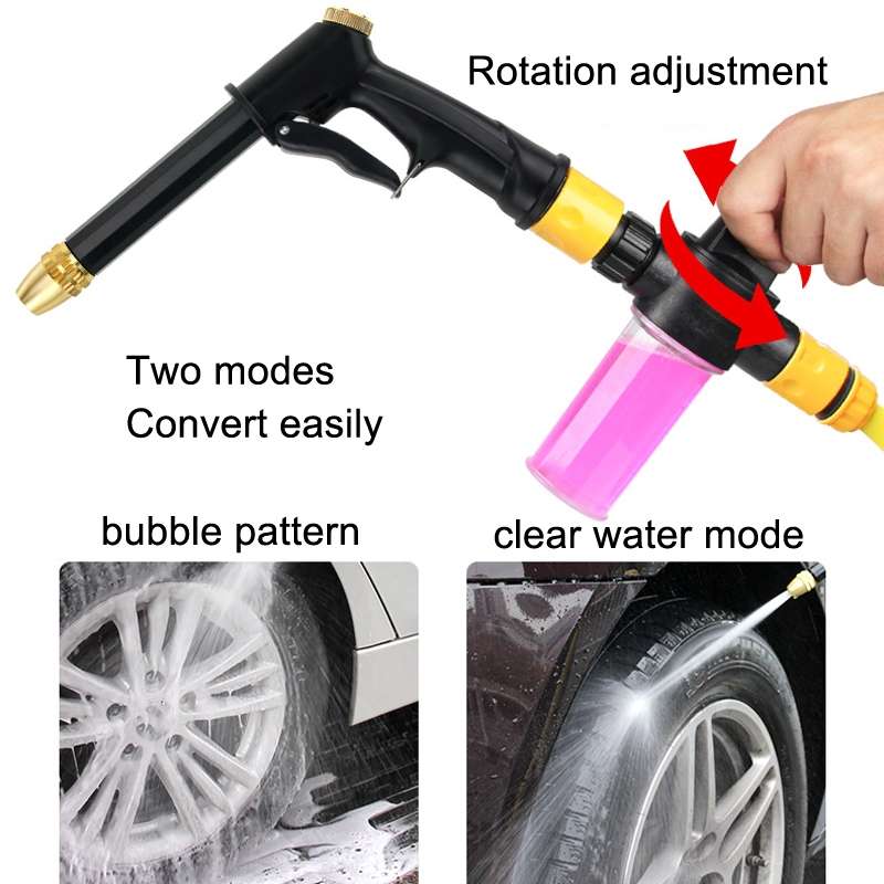 High Pressure Car Wash Hose Telescopic Watering Sprinkler, Style: H2+3 Connector+15m Tube+Foam Pot