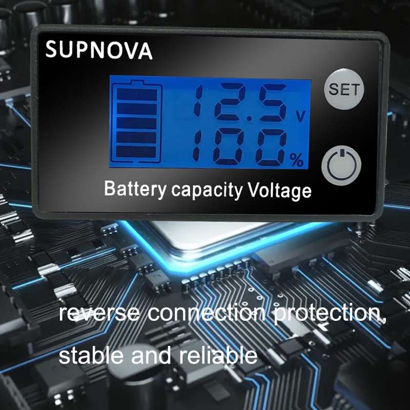 SUPNOVA LCD Two-wire Voltage and Electricity Meter DC Digital Display Voltmeter(Blue)