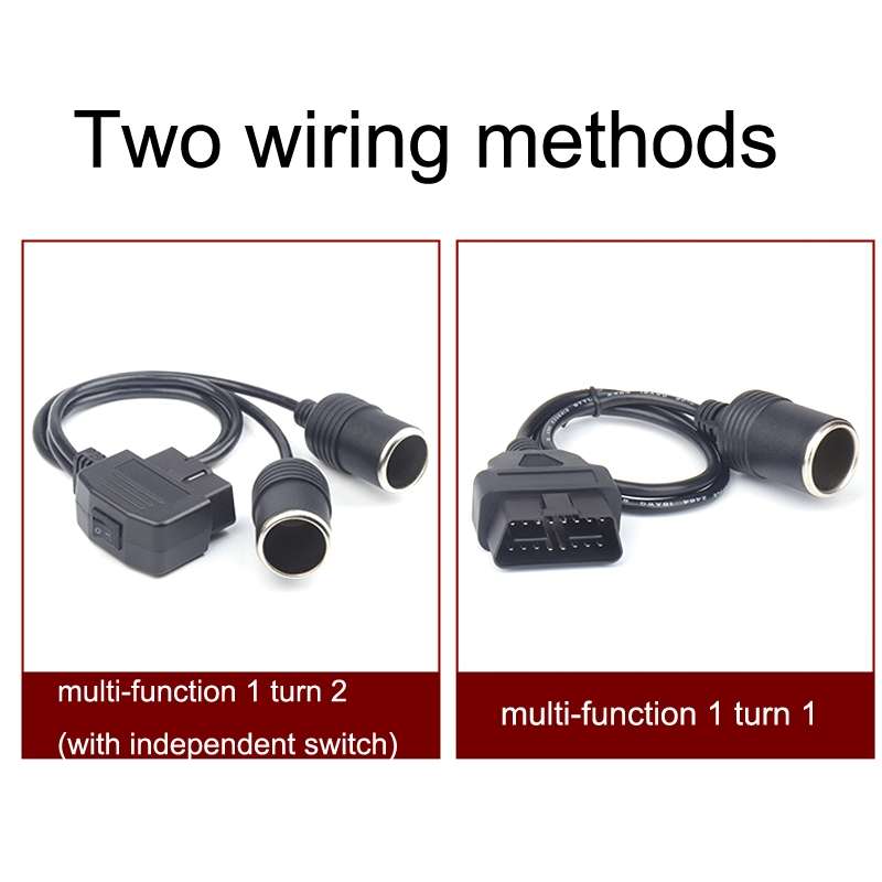 Car OBD To Cigarette Lighter Female Seat Driving Recorder Power Cord 60cm