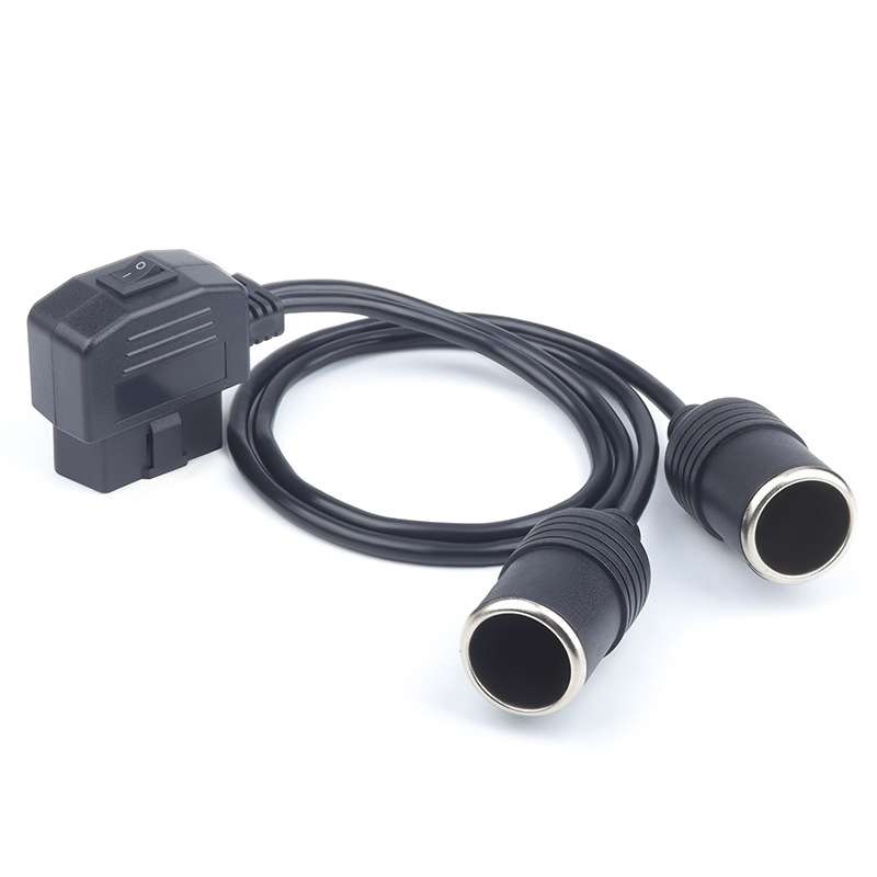 Car OBD To Cigarette Lighter Female Seat Driving Recorder Power Cord 60cm