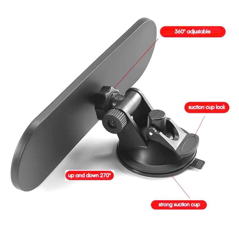 CZC-220 Car Strong Suction Cup Big Vision Flat Rearview Mirror(White Mirror)