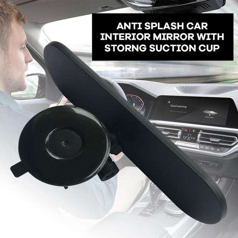 CZC-220 Car Strong Suction Cup Big Vision Flat Rearview Mirror(White Mirror)