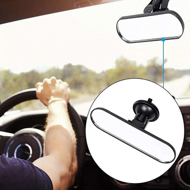 CZC-220 Car Strong Suction Cup Big Vision Flat Rearview Mirror(White Mirror)
