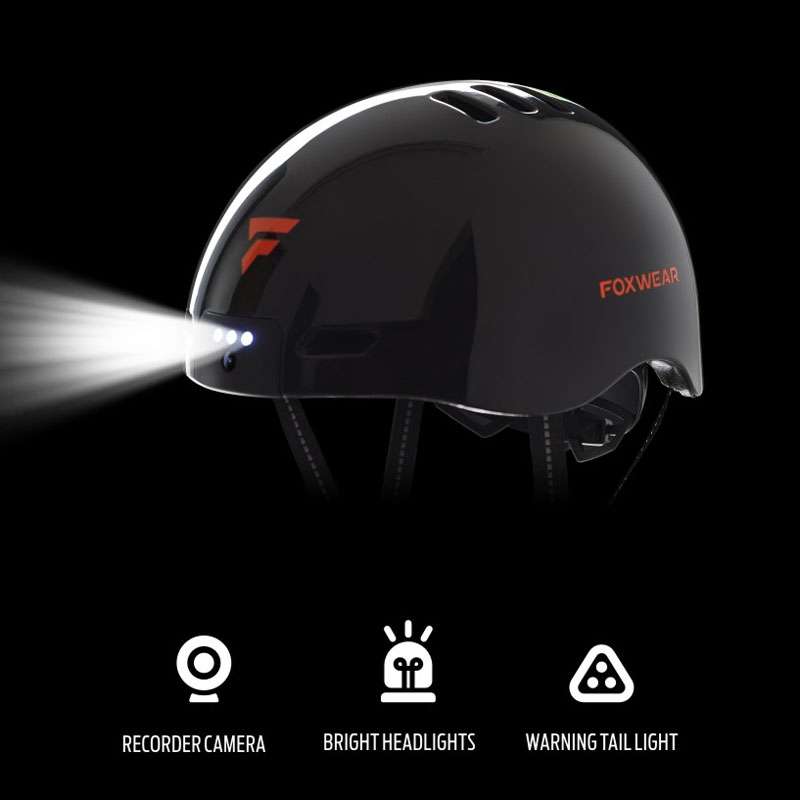 Foxwear V6 Camera Recorder Smart 720P HD With Light Riding Helmet, Size: One Size(Black)