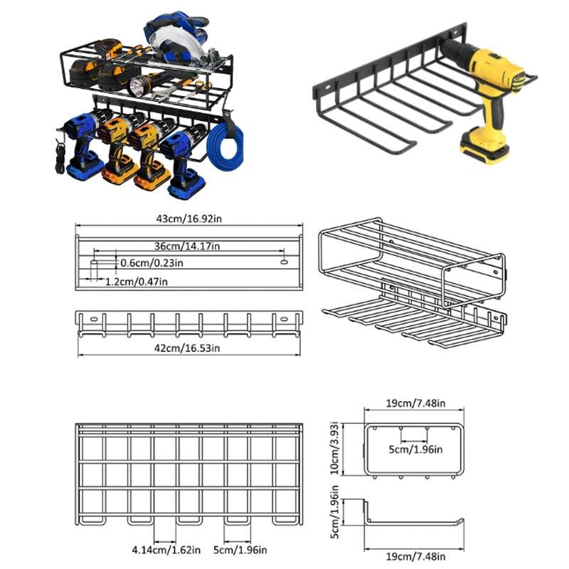 Wall Mounted Handheld Drill Tool Storage Rack, Specification: Complete set