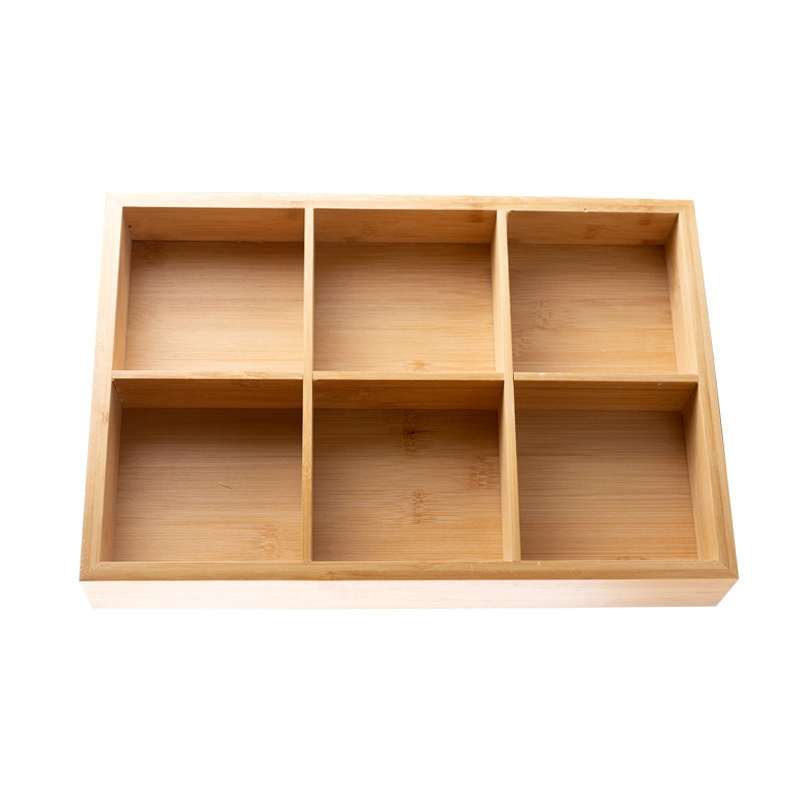 Bamboo Dried Food Box Compartment Candy Box Snack Storage Box, Specification: 6 Grids
